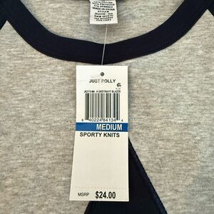 Just Polly Gray and Navy Short Sleeve Tee